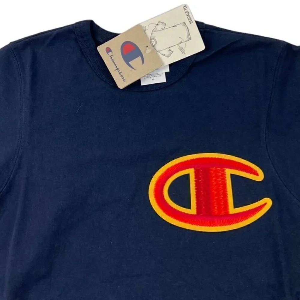 New Champion Men US XS Blue T-Shirt  Cotton Heritage Durable Heavyweight Tee - Picture 2 of 4